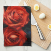 Rode Rozen Kunst Keukenhanddoek (Quarter Fold)