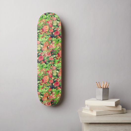 Rode rozen kunst persoonlijk skateboard (Muurkunst)