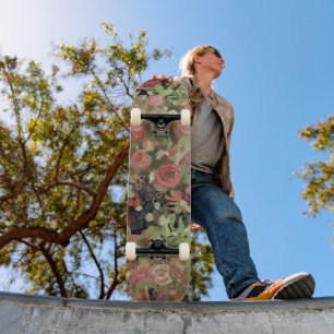 Rode rozen kunst persoonlijk skateboard