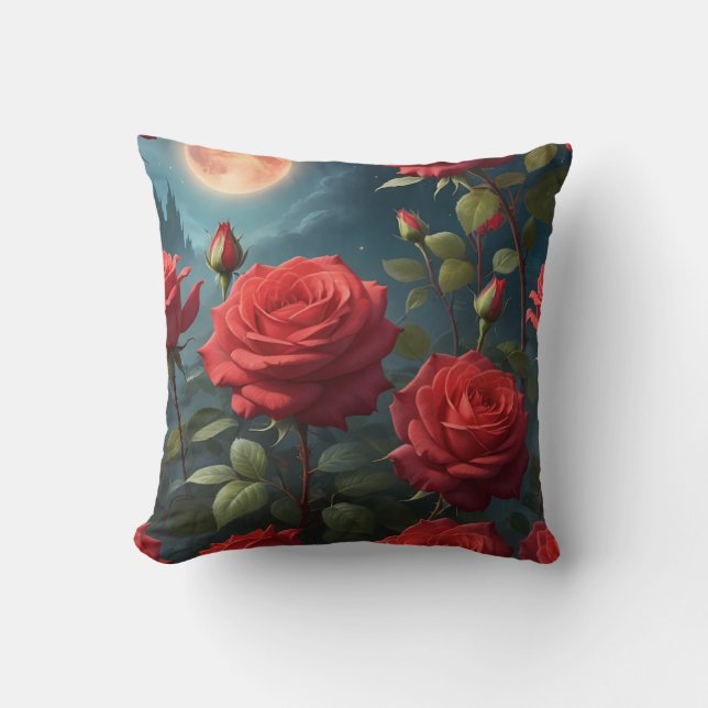 Rode rozen kussen (Voorkant)
