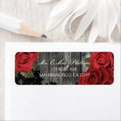 Rode Rozen Landelijke Zwarte Kant Trouw Favor Gesc Etiket (Insitu)