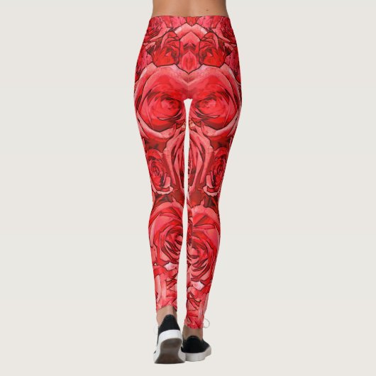 Rode rozen leggings (Achterkant)