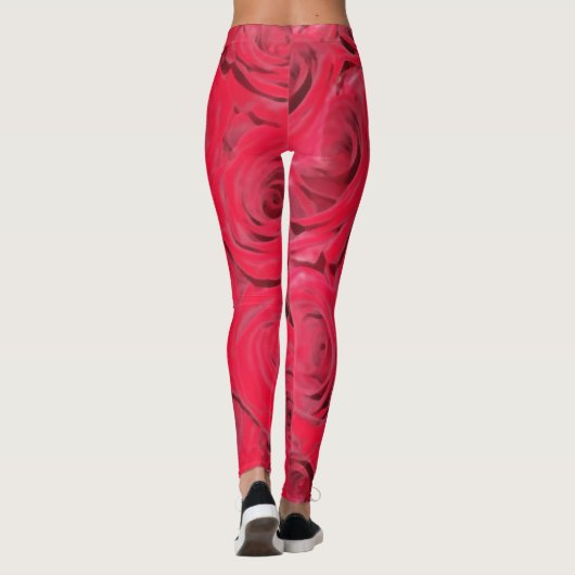 Rode rozen leggings (Achterkant)
