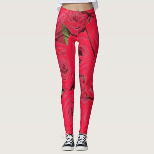 Rode rozen leggings (Voorkant)