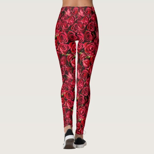 Rode rozen leggings (Achterkant)