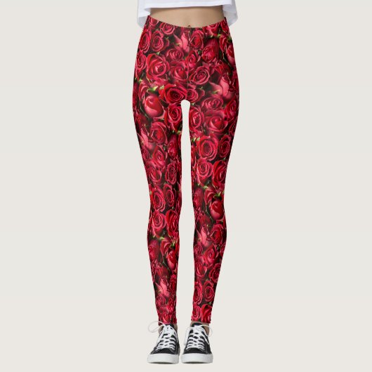Rode rozen leggings (Voorkant)