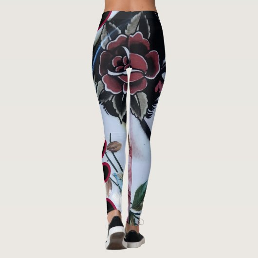 Rode rozen leggings (Achterkant)
