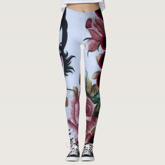Rode rozen leggings (Voorkant)