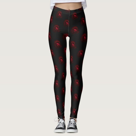 Rode rozen, leggings, yoghagons, actieve kleding leggings (Voorkant)