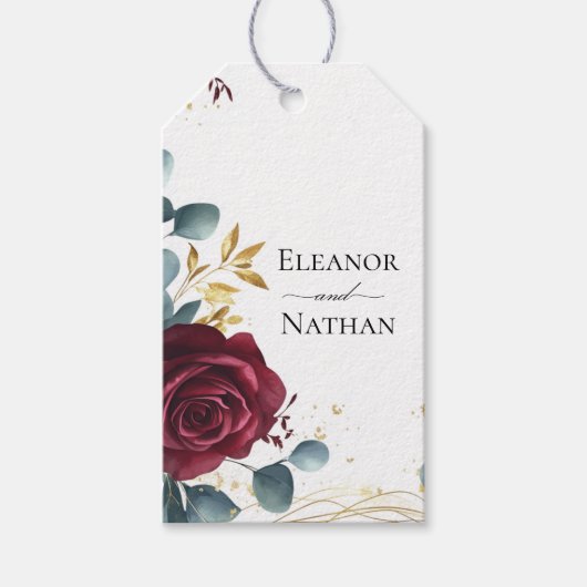 Rode rozen lente zomer bruiloft cadeaulabel (Voorkant)