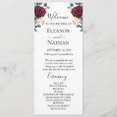 Rode Rozen Lente Zomer bruiloft Programmakaart (Voorkant)