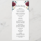 Rode Rozen Lente Zomer bruiloft Programmakaart (Achterkant)