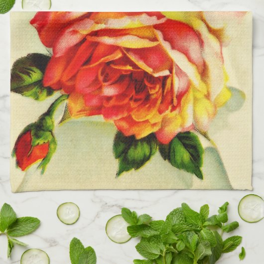 Rode Rozen  letter keukenhanddoek (Gevouwen)