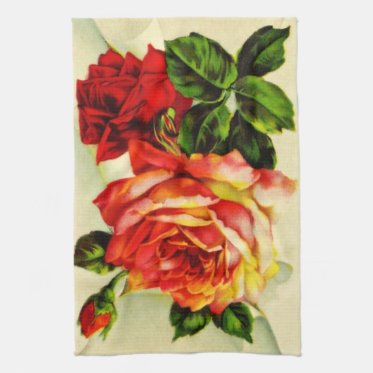 Rode Rozen  letter keukenhanddoek (Verticaal)