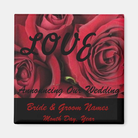 Rode Rozen LIEFDE Bruiloft Save the Date Magnet (Voorkant)