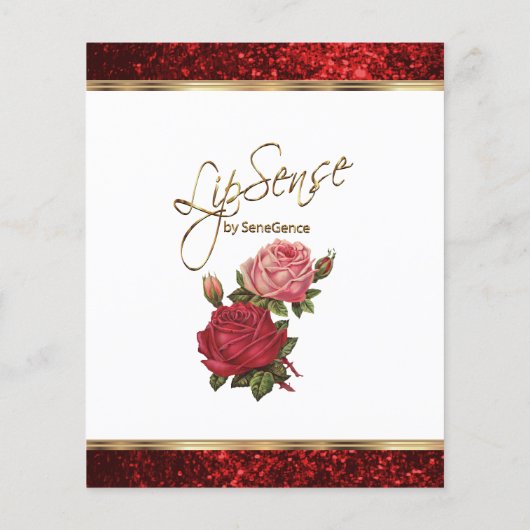 Rode rozen lip glitter-product / prijslijst flyer (Achterkant)