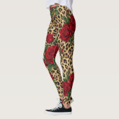 Rode rozen luipaardprintpatroon  leggings (Links)