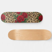 Rode rozen luipaardprintpatroon  persoonlijk skateboard (Horizontaal)