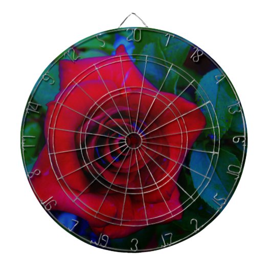 Rode rozen met blauwe tinten dartbord (Voorkant)