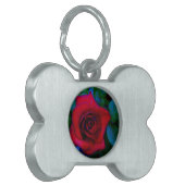 Rode rozen met blauwe tinten huisdieren naamplaatje (Voorkant Links)