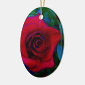 Rode rozen met blauwe tinten keramisch ornament (Links)