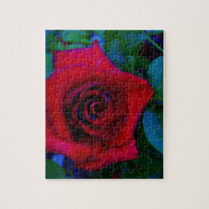 Rode rozen met blauwe tinten legpuzzel