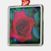 Rode rozen met blauwe tinten metalen ornament (Links)