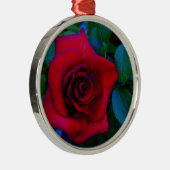 Rode rozen met blauwe tinten metalen ornament (Rechts)