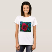 Rode rozen met blauwe tinten t-shirt (Voorkant volledig)