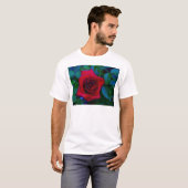 Rode rozen met blauwe tinten t-shirt (Voorkant volledig)