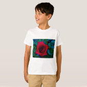 Rode rozen met blauwe tinten t-shirt (Voorkant volledig)