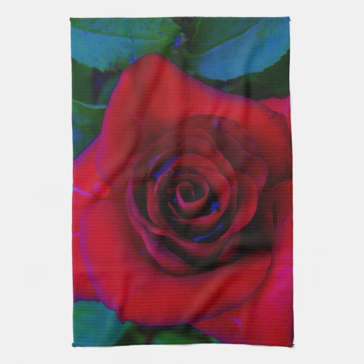 Rode rozen met blauwe tinten theedoek (Verticaal)