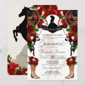 Rode rozen met Crest Charro Westerne Elegant Quinc Kaart (Voorkant / Achterkant)