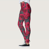 Rode rozen met grijze bladeren op zwart leggings (Links)