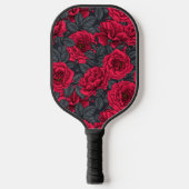 Rode rozen met grijze bladeren pickleball paddle (Voorkant)