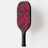 Rode rozen met grijze bladeren pickleball paddle (Links)