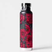 Rode rozen met grijze bladeren waterfles (Rechts)