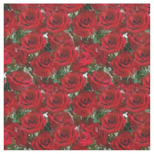 Rode rozen met groen  bloemen stof (Close Up)