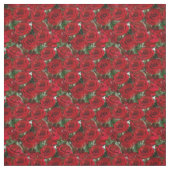 Rode rozen met groen  bloemen stof (Swatch)