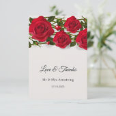 Rode rozen met harten bruiloft Dank u Bedankkaart (Staand voorkant)