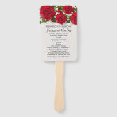 Rode rozen met harten Bruiloft programma Handwaaier (Voorkant)