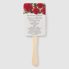 Rode rozen met harten Bruiloft programma Handwaaier