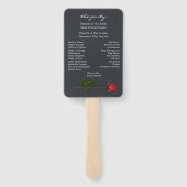 Rode rozen met harten op grijs bruiloft programma handwaaier (Achterkant)