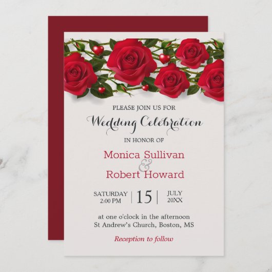 Rode rozen met harten Weddenschap Kaart (Voorkant / Achterkant)