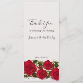 Rode rozen met harten Wortende menukaart (Achterkant)