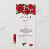 Rode rozen met harten Wortende menukaart (Voorkant / Achterkant)