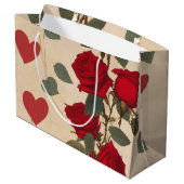 Rode rozen met hartenpatroon Romantisch Groot Cadeauzakje (Achterkant Gekanteld)