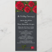 Rode rozen met hartjes op grijs trouwprogramma programmakaart (Voorkant)