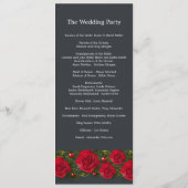 Rode rozen met hartjes op grijs trouwprogramma programmakaart (Achterkant)