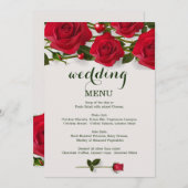Rode rozen met hartjes Wedding Menu kaart (Voorkant / Achterkant)